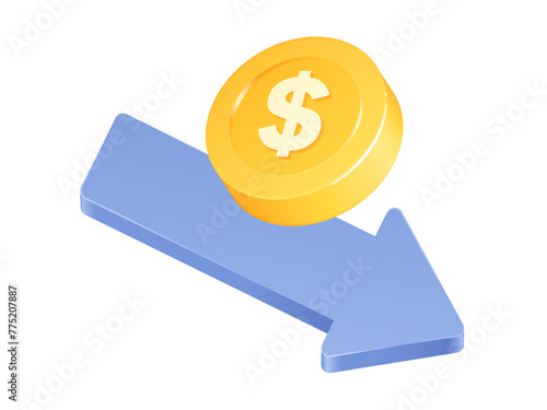 立体的なかわいいコインのイラスト_ドル安