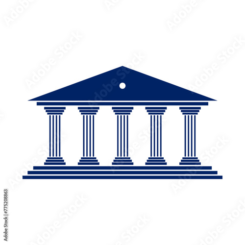 Bank, museum or library icon. Classical architecture building with columns. flat vector illustration easy to edit and customize. . Column pillar parthenon landmark. Vector illustration flat architectu photo