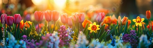 Colorful Flowers Field Under Sunlight © BrandwayArt
