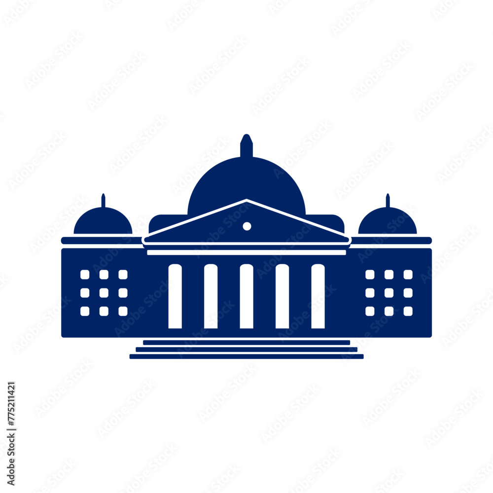 Bank, museum or library icon. Classical architecture building with columns. flat vector illustration easy to edit and customize. . Column pillar parthenon landmark. Vector illustration flat architectu
