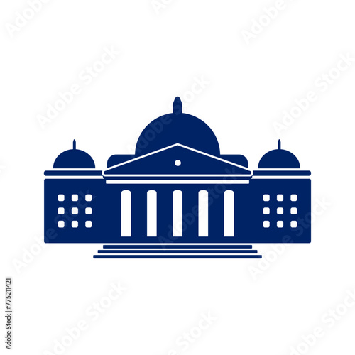 Bank, museum or library icon. Classical architecture building with columns. flat vector illustration easy to edit and customize. . Column pillar parthenon landmark. Vector illustration flat architectu