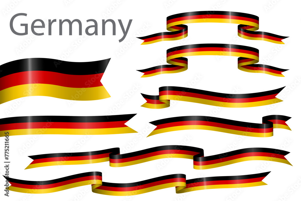Obraz premium set of flag ribbon with colors of Germany for independence day celebration decoration