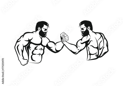 Muscular men Arm wrestling sports