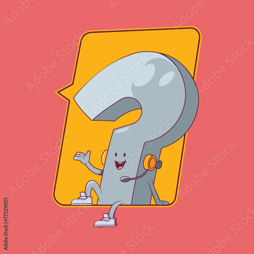 Question Mark character working on a call center vector illustration. Mascot, brand design concept. (ID: 775214051)