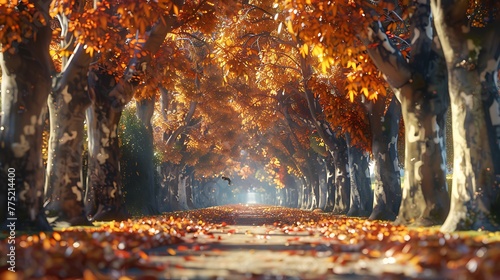 A tree-lined avenue ablaze with autumn colors © Be Naturally