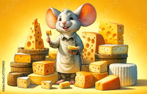 A mouse selling cheese