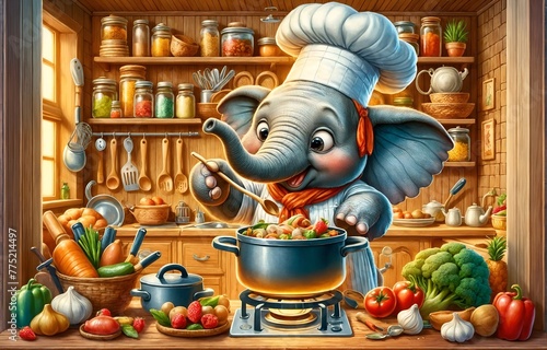 An elephant cooking food © Meeza