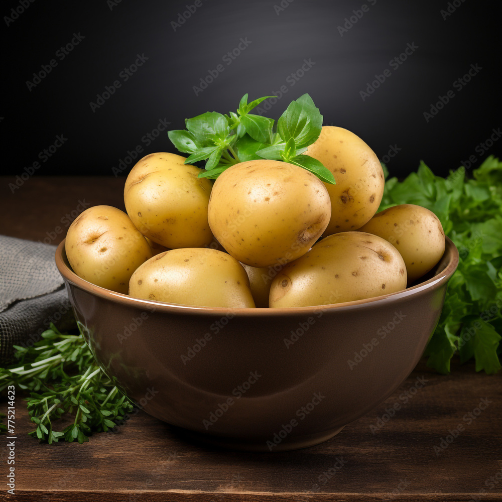 boiled potato in bowl сreated with Generative Ai boiled potato in bowl сreated with Generative Ai