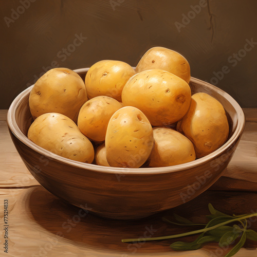 boiled potato in bowl   reated with Generative Ai
