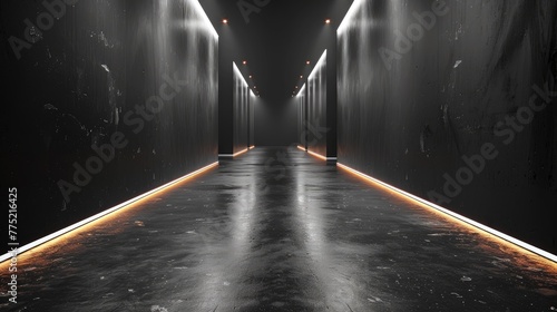 A glossy black runway for high fashion accessories, solid color background, 4k, ultra hd
