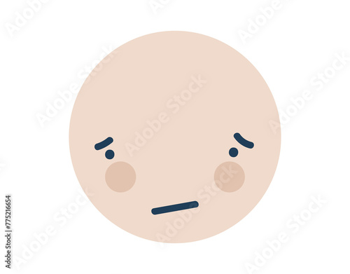 Beige embarrased round Emoji Icon. Object Symbol flat Vector Art. Cartoon element for web design, poster, greeting card photo