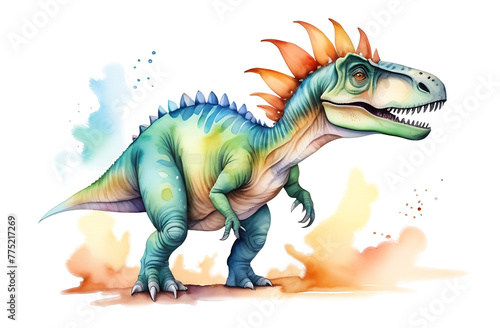 Watercolor stegosaurus isolated on transparent background.  © vellot