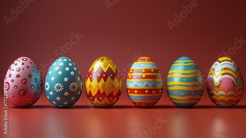 Easter eggs with national patterns of different countries  solid color background  4k  ultra hd