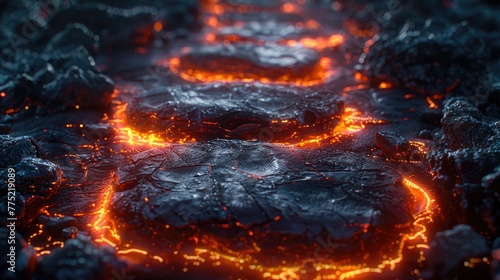 Lava simulated catwalk for extreme sports, solid color background, 4k, ultra hd