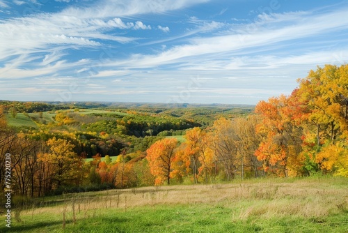 Vibrant Fall Foliage Overlooking Countryside