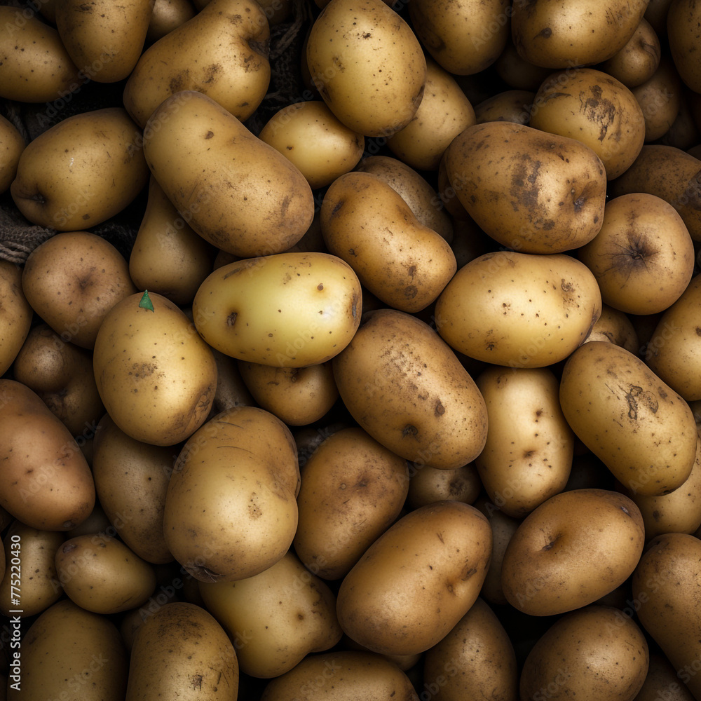 set of potatoes on background сreated with Generative Ai set of potatoes on background сreated with Generative Ai
