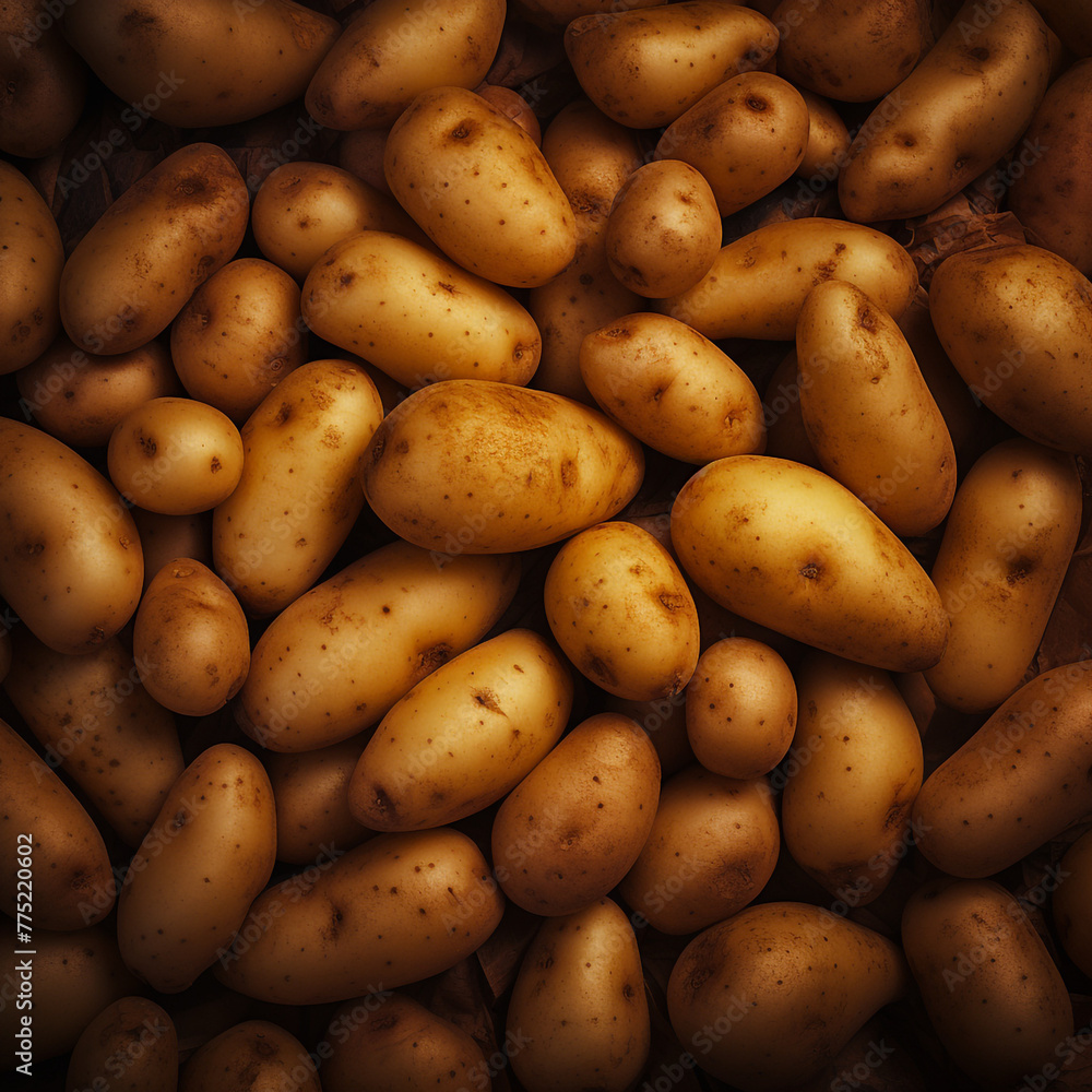 set of potatoes on background сreated with Generative Ai set of potatoes on background сreated with Generative Ai