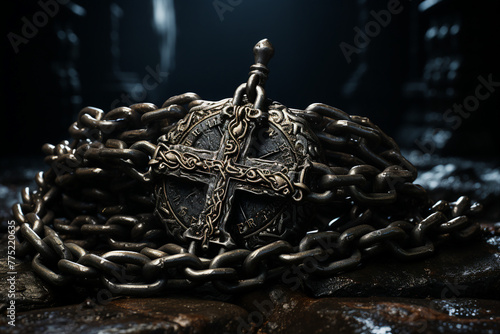 Photo wallpaper conceptual image made with generative AI of cross christianity symbol