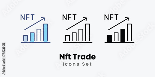 Nft Trade Icons set thin line and glyph vector icon illustration