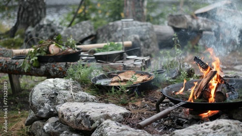 Cooking over an open fire, flavors of the outdoors, simple feasts