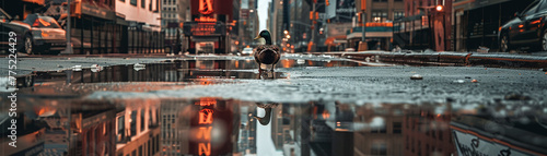 Urban exploration, duck style: a casual stroller amidst the cityscape