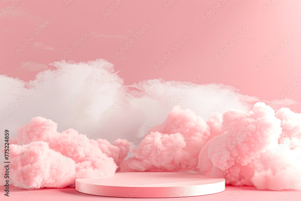 A pink cloud filled sky with a pink cloud formation in the middle A pink cloud filled sky with a pink cloud formation in the middle