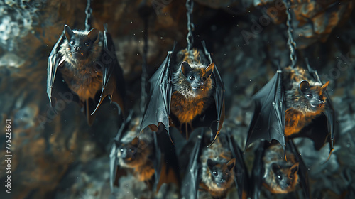 Bats hanging from the ceiling of a cave © Be Naturally