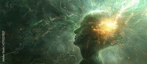 A depiction of the glowing mind, where neuroscience meets the depth of intellect