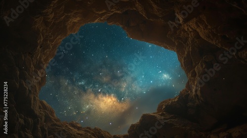View of the milky way from a cave