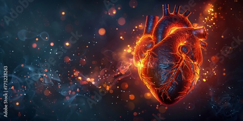 A heart illuminated by bioluminescence, symbolizing vibrant health and vitality