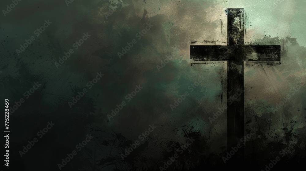 Abstract grunge cross with textured background