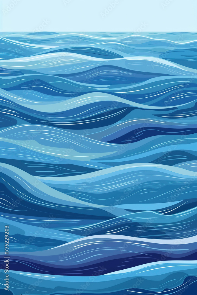 Close-Up Blue Sea Waves, Stylized Ocean Background in Cool Tones Close-Up Blue Sea Waves, Stylized Ocean Background in Cool Tones