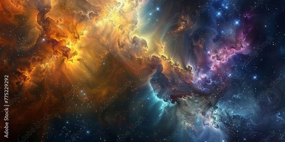 Fototapeta premium A nebulas colors blend seamlessly into the cosmos, a space spectacle of natural art