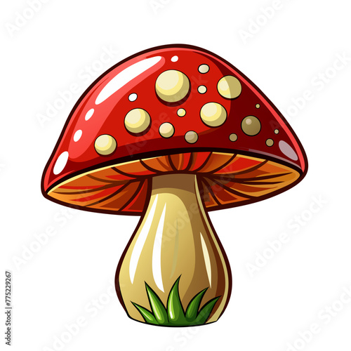 mushroom art drawn for decor on white background