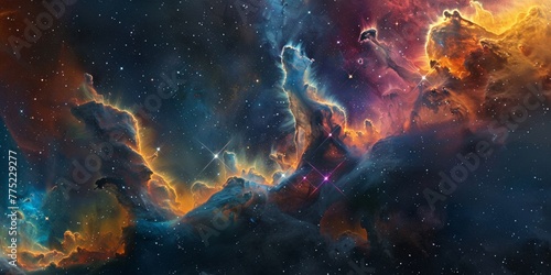 A nebulas colors blend seamlessly into the cosmos, a space spectacle of natural art