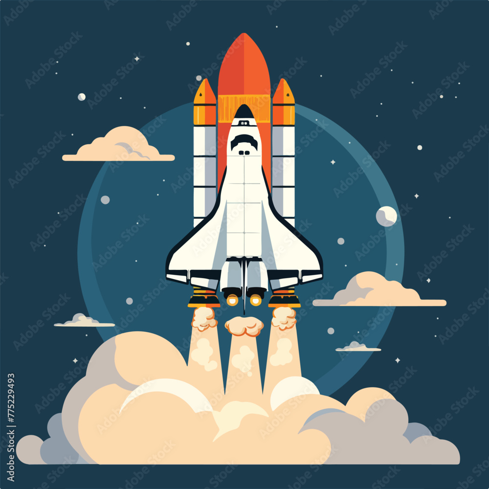 Naklejka premium Space shuttle taking off on a mission