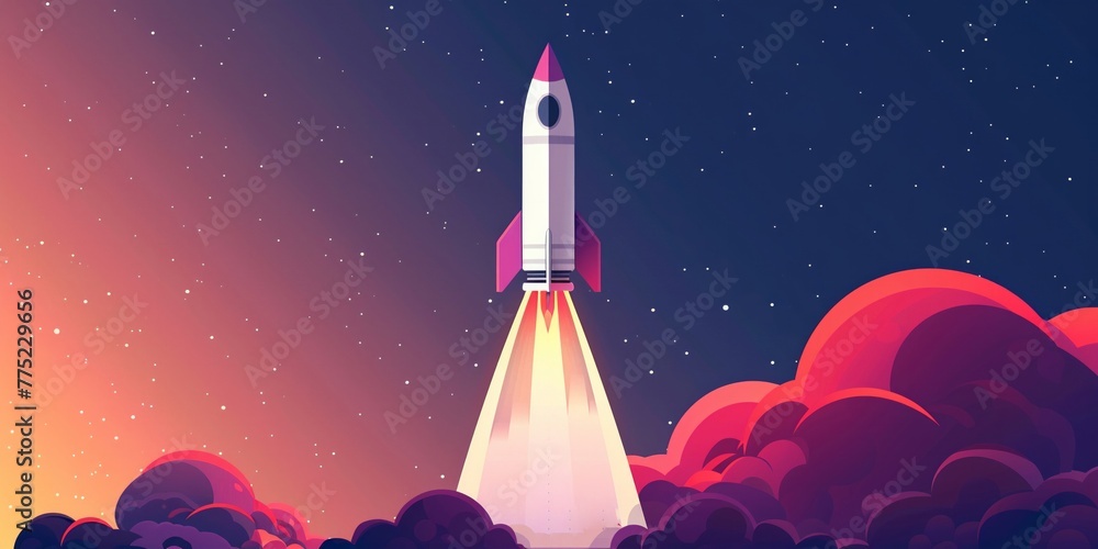 A rocket at launch, symbolizing the explosive power of successful partnerships A rocket at launch, symbolizing the explosive power of successful partnerships