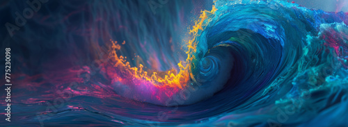 Colorful wave with luminescent crest