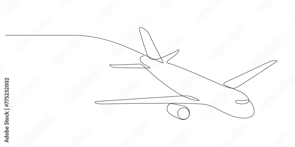 continuous line drawing of flying airplane route minimalism vector illustration continuous line drawing of flying airplane route minimalism vector illustration