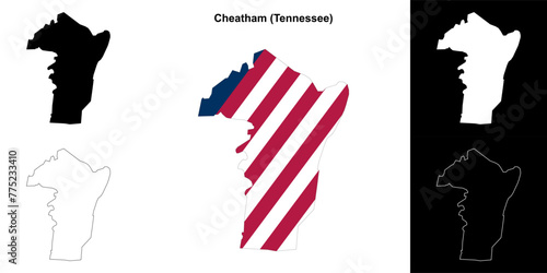 Cheatham County (Tennessee) outline map set