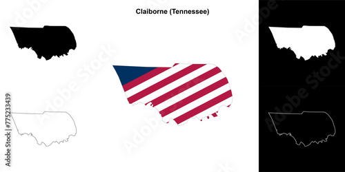 Claiborne County (Tennessee) outline map set photo