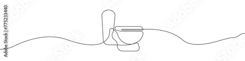 Bowl icon line continuous drawing vector. One line Bowl icon vector background. toilet icon. Continuous outline of a toilet icon.