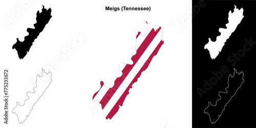 Meigs County (Tennessee) outline map set photo