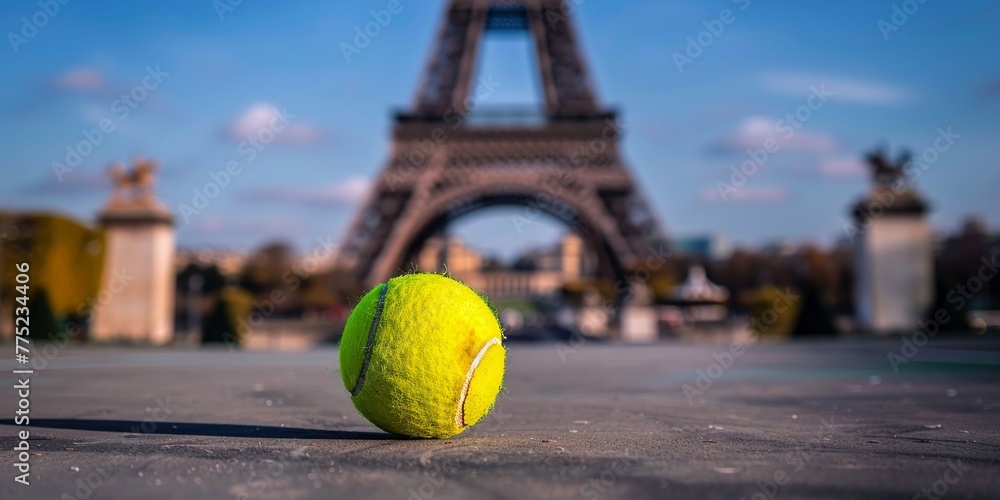 The Eiffel Tower and a tennis ball, an unexpected duo in a Parisian focus