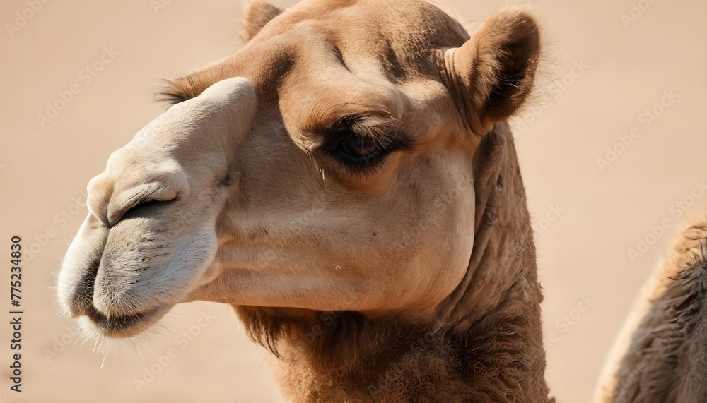 A Camel Chewing Cud With A Contemplative Expressio