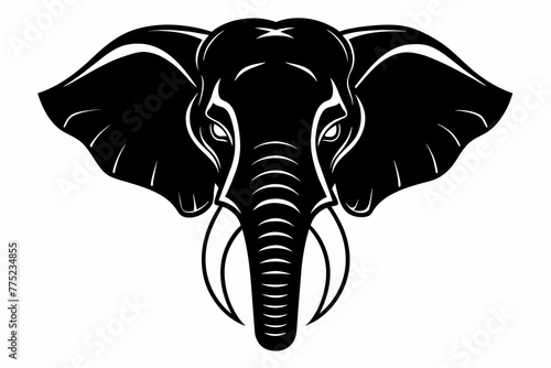 elephant head silhouette black vector illustration