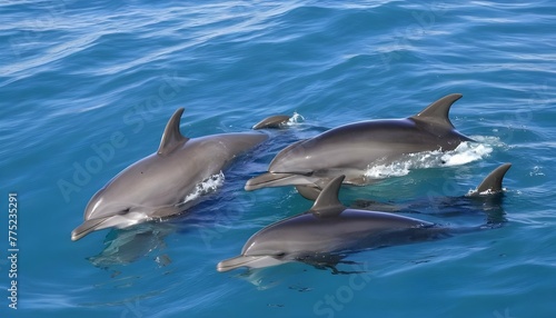 A Dolphin Swimming In A Pod With Its Companions