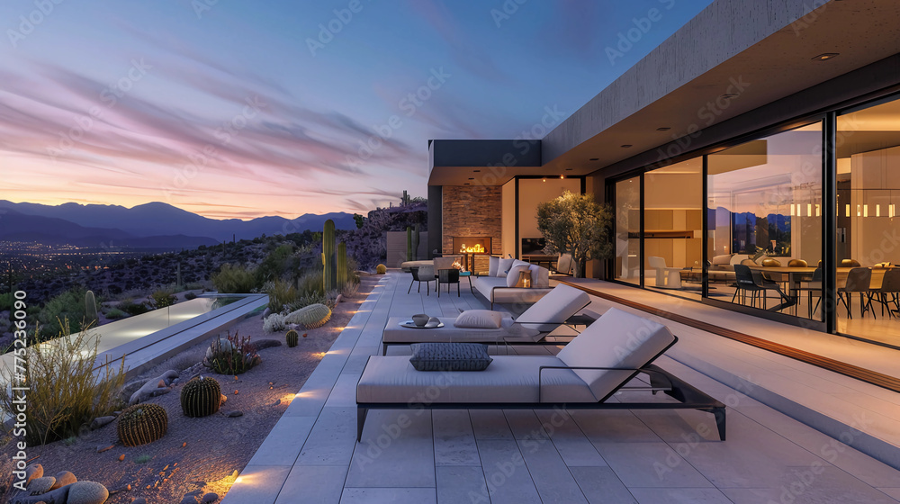 Obraz premium Beautiful dramatic patio with a stunning view.