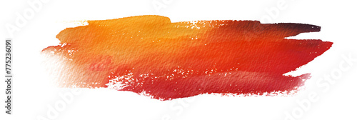 Orange and red watercolor brush strokes on transparent background.