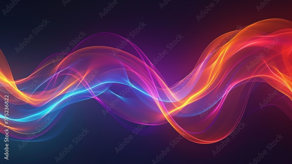 Obraz premium Abstract colorful light waves on dark background